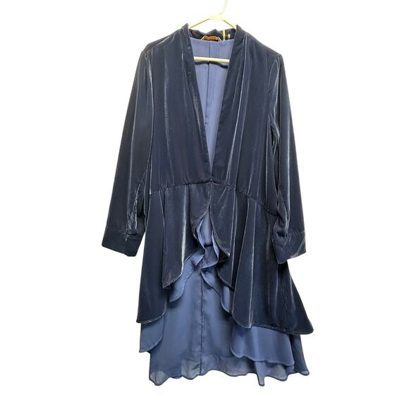 Soft Surroundings Navy Blue Velvet Layered Jacket Size M โ Elegant Boho Chic - Picture 1 of 12